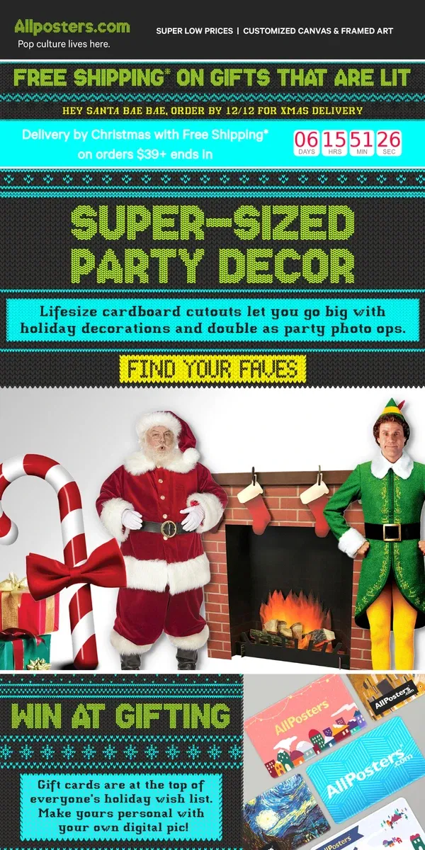 Email from AllPosters. Super-size your party decor