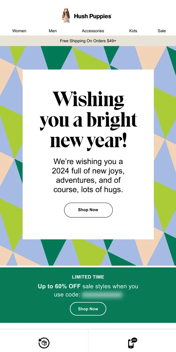 Email from Hush Puppies. ✨ Happy New Year from Hush Puppies! ✨