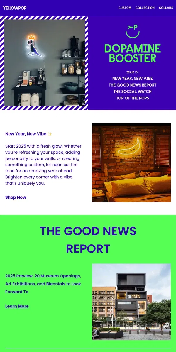 Email from Yellowpop. "All you need is dopamine news! 🌈