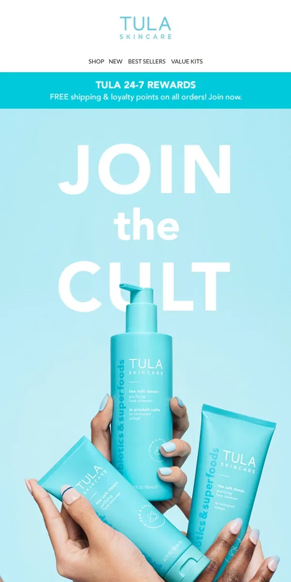 Email from TULA Skincare. The skincare secret 1M+ know about