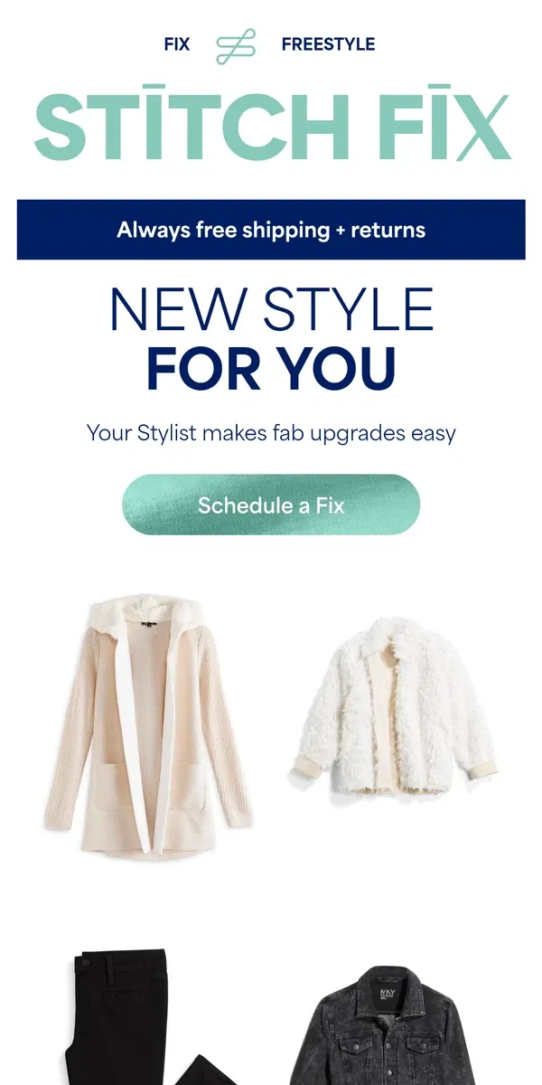 Email from Stitch Fix. Your style, at your door