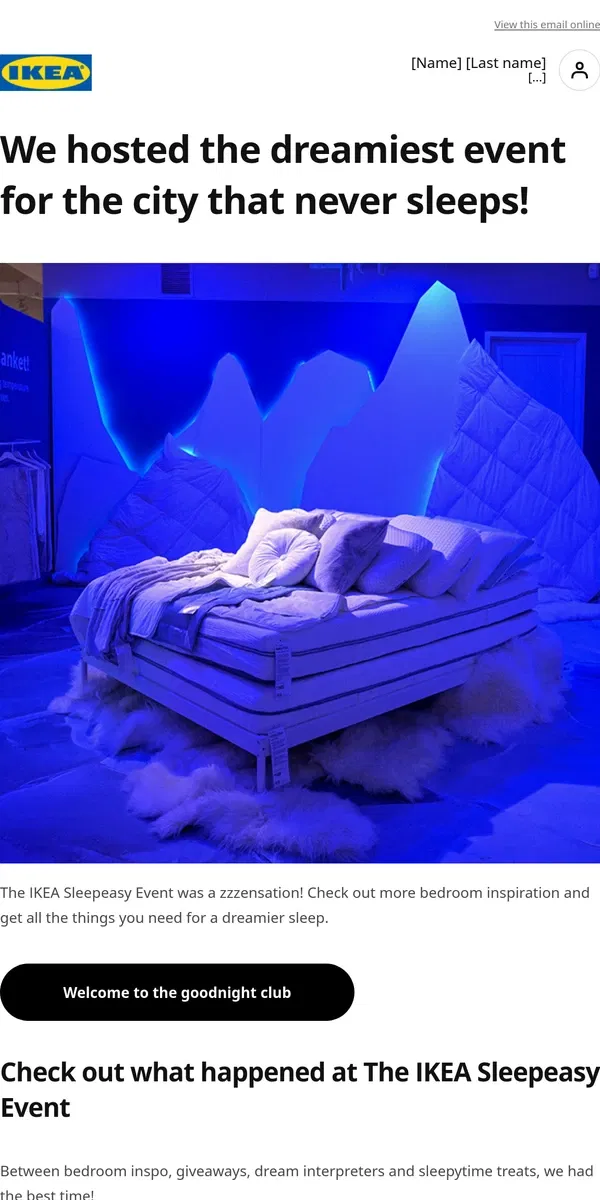 Email from IKEA. We had a dreamy time in NYC!