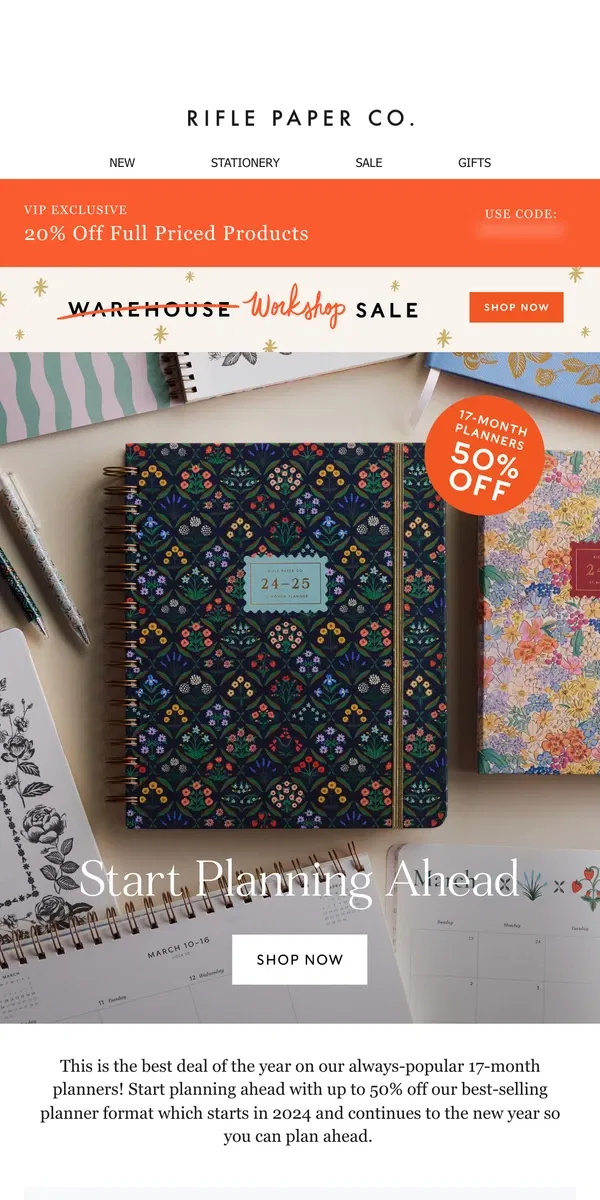 Email from Rifle Paper Co.. Up to 70% off Select Planners (And More!)