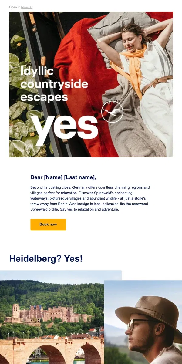 Email from Lufthansa. Embark on an adventure through the hidden gems of Germany