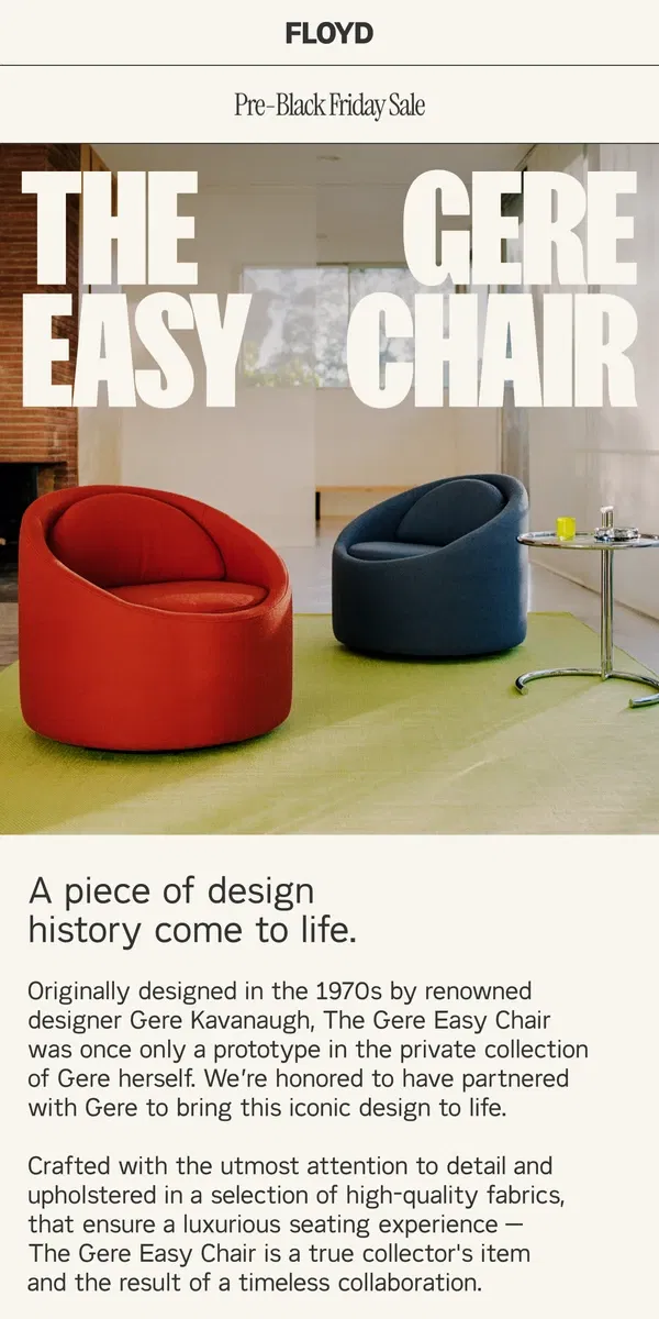 Email from Floyd Home. A design 50 years in the making