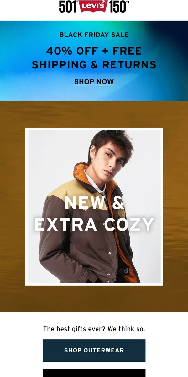 Email from Levi's. This season's best outerwear