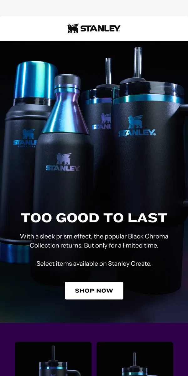 Email from Stanley. Black Chroma is Back