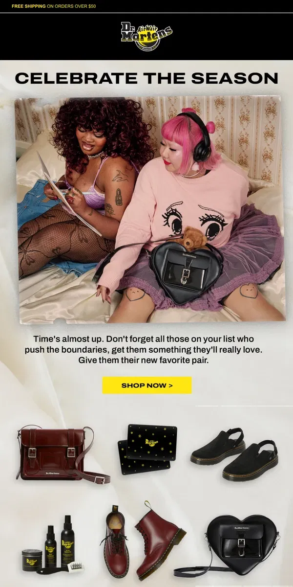 Email from Dr. Martens. Last minute gifting made easy