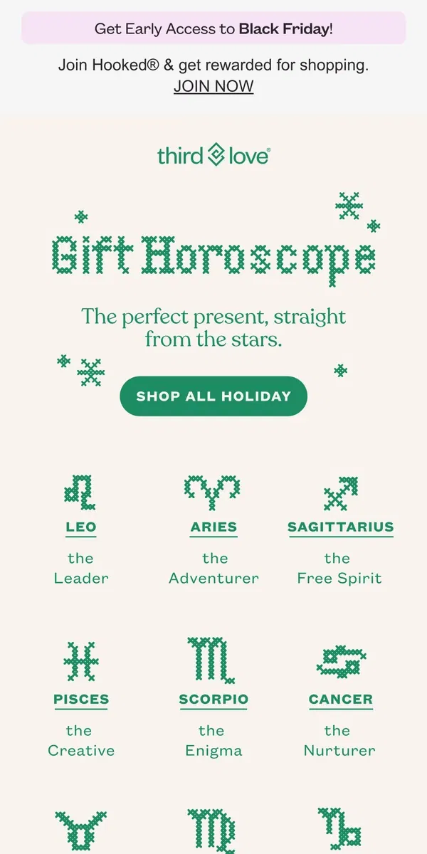 Email from ThirdLove. ZODIAC GIFT GUIDE 🎁✨🔮