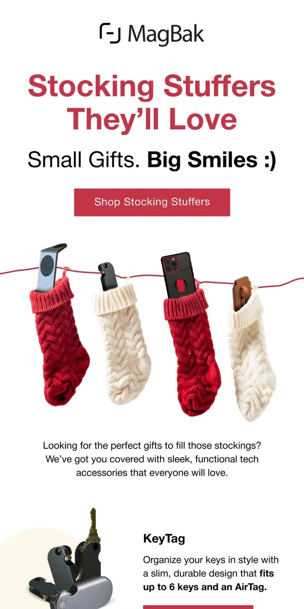 Email from MagBak. Stuff Their Stockings with Tech Joy! 🎄