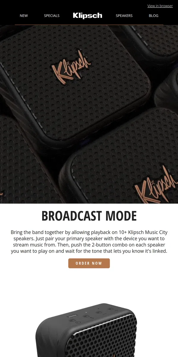 Email from Klipsch. AUTHENTIC AMERICAN AUDIO | The Music City Series