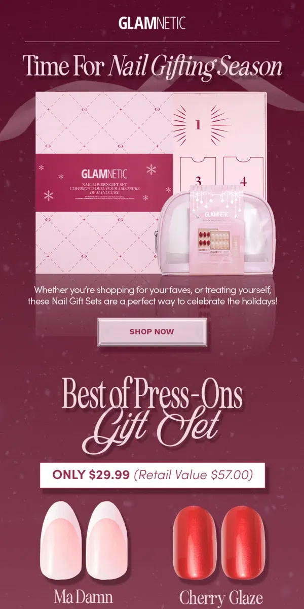 Email from Glamnetic. The Nails Gift Sets That Keep On Giving 🎁