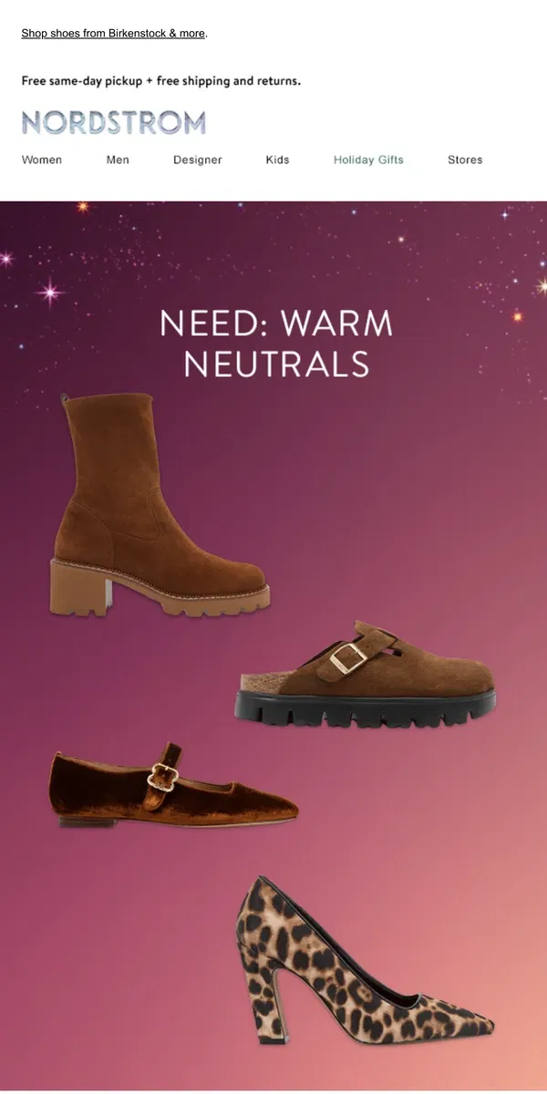 Email from Nordstrom. Cozy shades of brown 👢