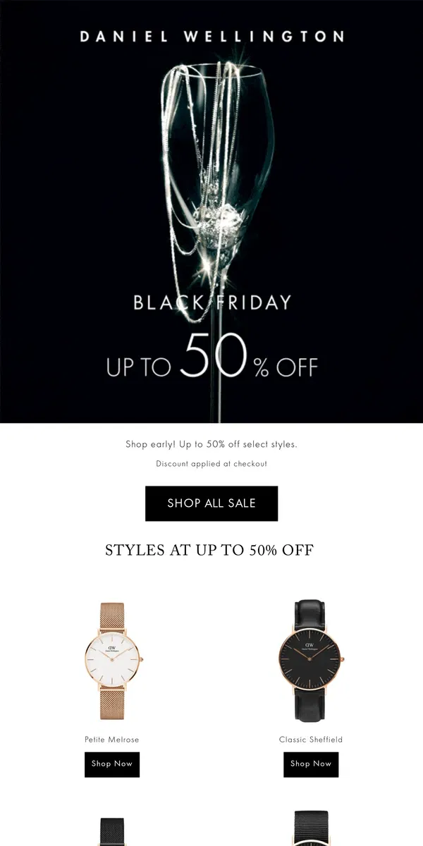 Email from Daniel Wellington. Beat the Rush! 50% OFF