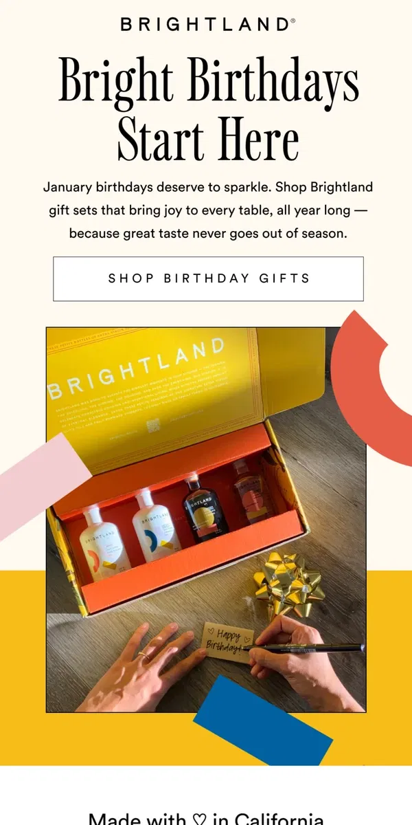 Email from Brightland. Brighten their birthday with Brightland ✨