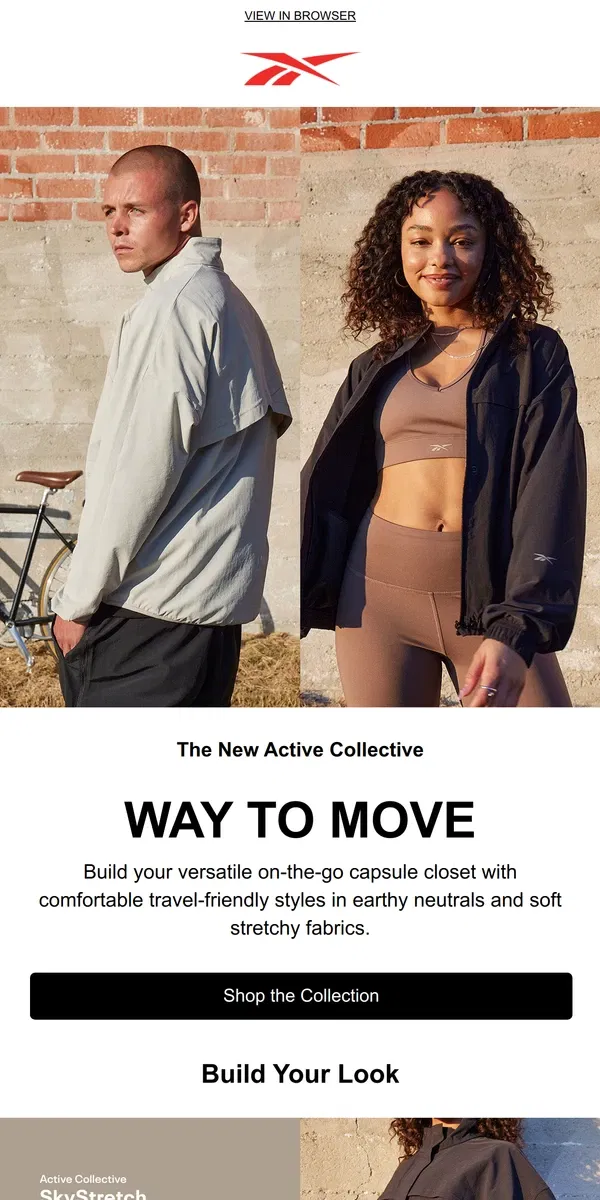 Email from Reebok. Experience the flexibility of movement