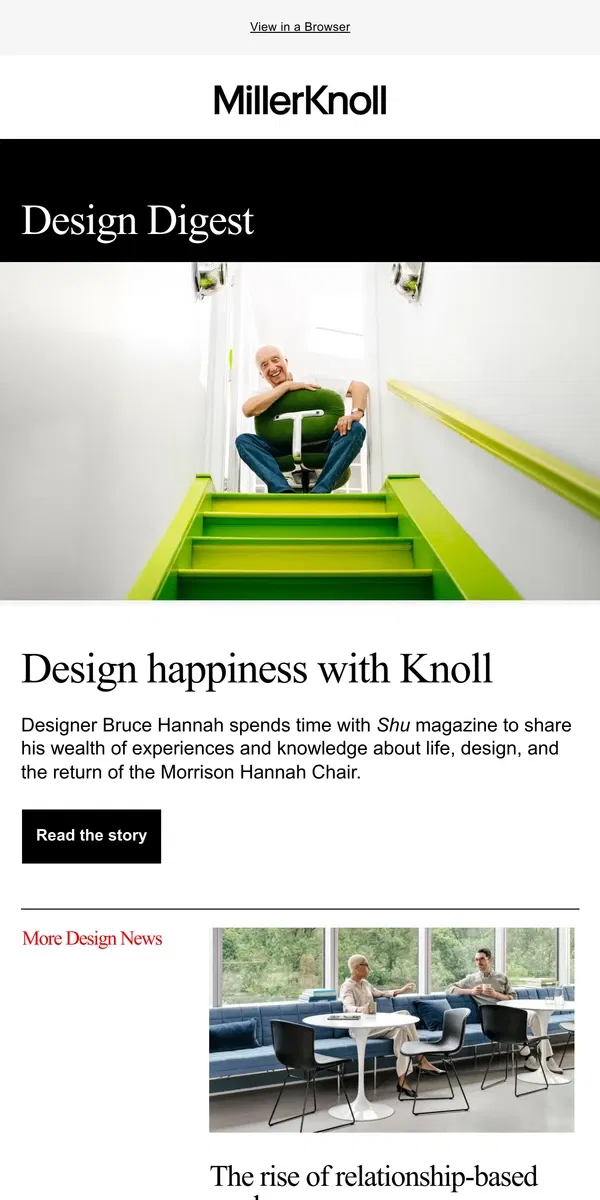 Email from Herman Miller. MillerKnoll Monthly Design Digest: January 2025