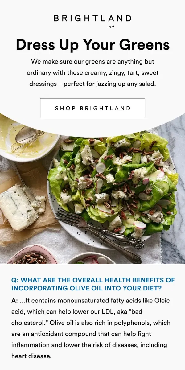 Email from Brightland. Salad Dressing Game Strong 💪