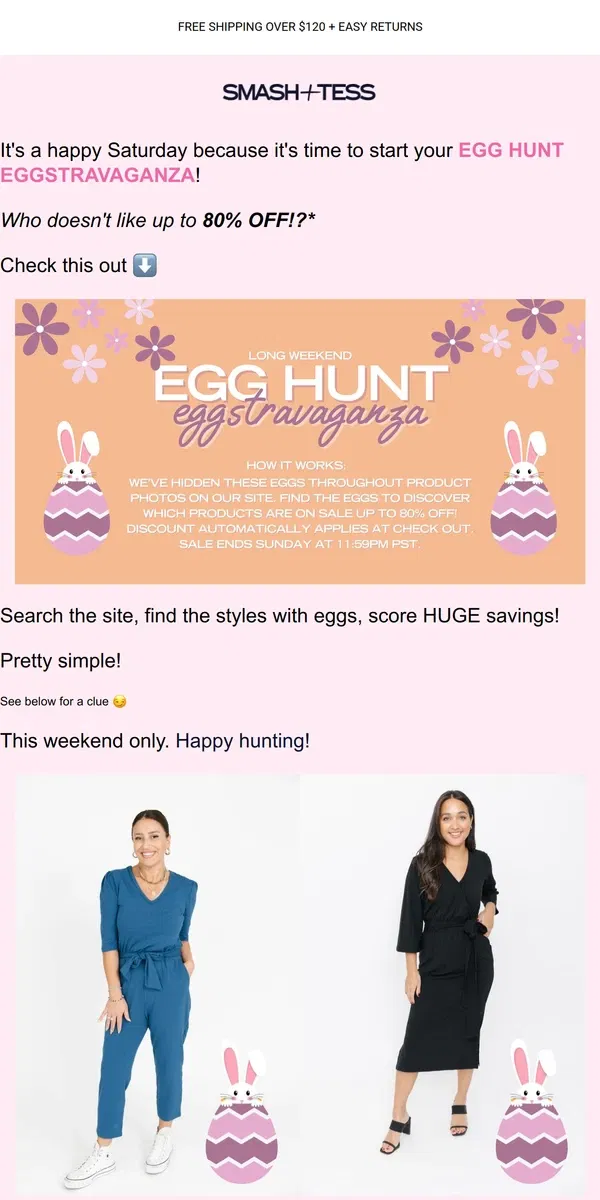 Email from Smash + Tess. It's an Egg Hunt Eggstravaganza! 🥚