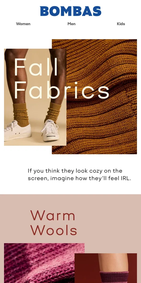 Email from Bombas. Prepare to Cocoon Yourself in These