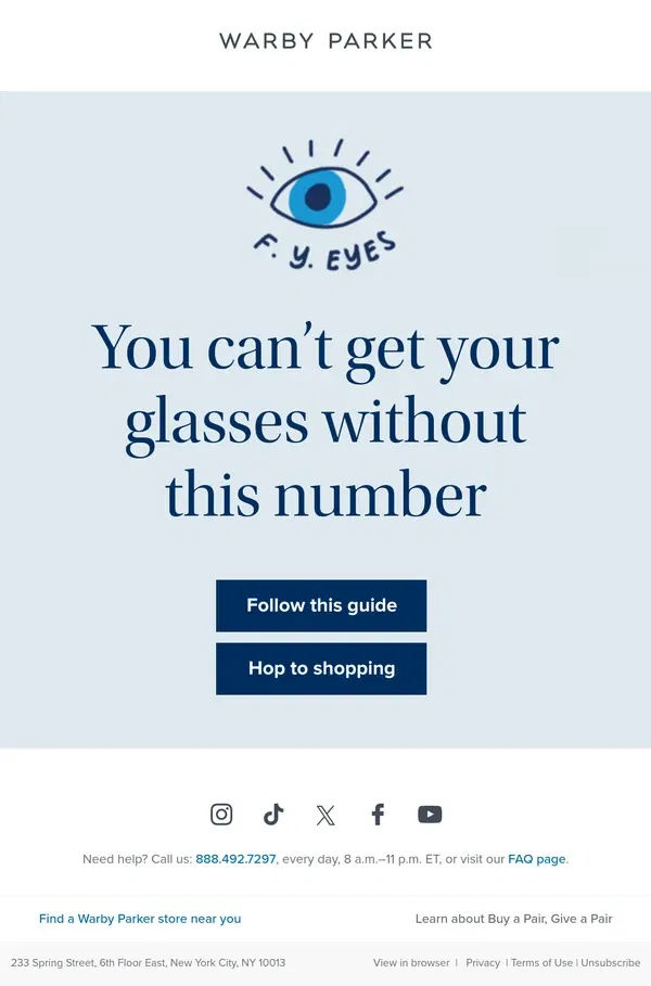 Email from Warby Parker. You can do this yourself