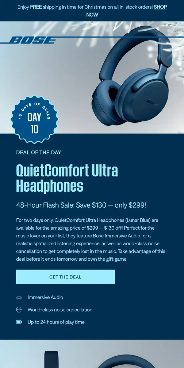 Email from Bose. ⚡️ Flash Sale: $130 off QuietComfort Ultra Headphones!