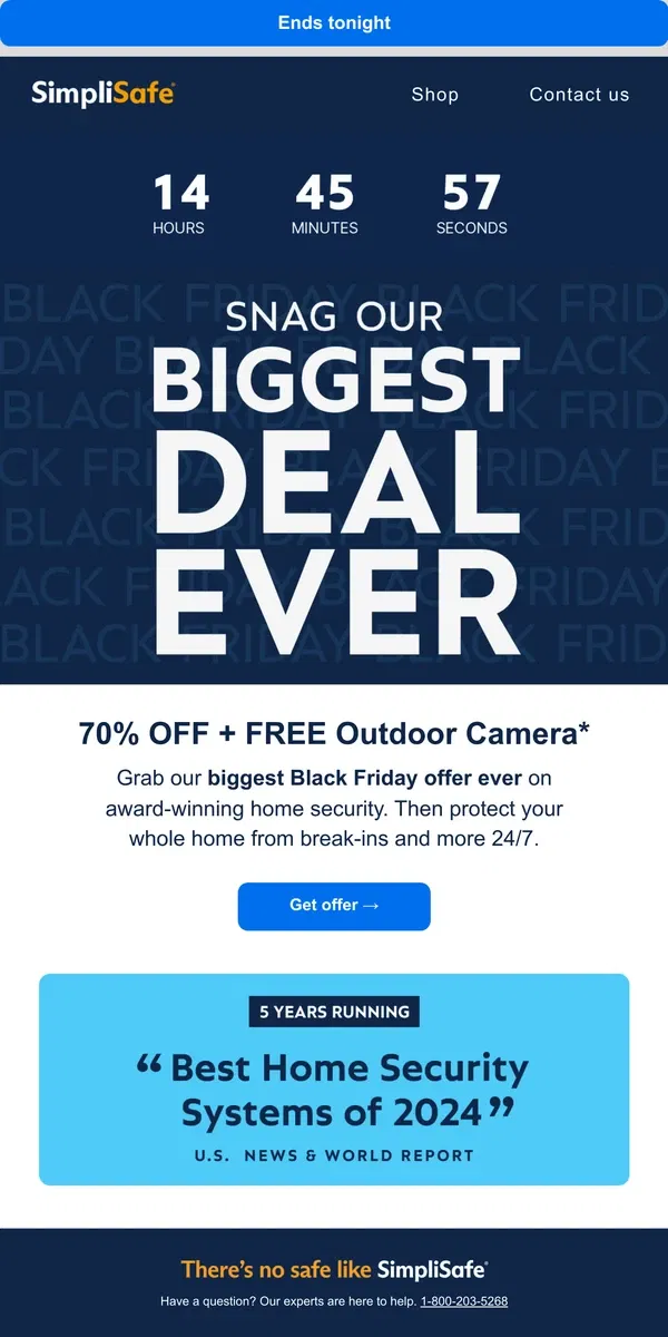 Email from SimpliSafe. Your Black Friday discount is inside