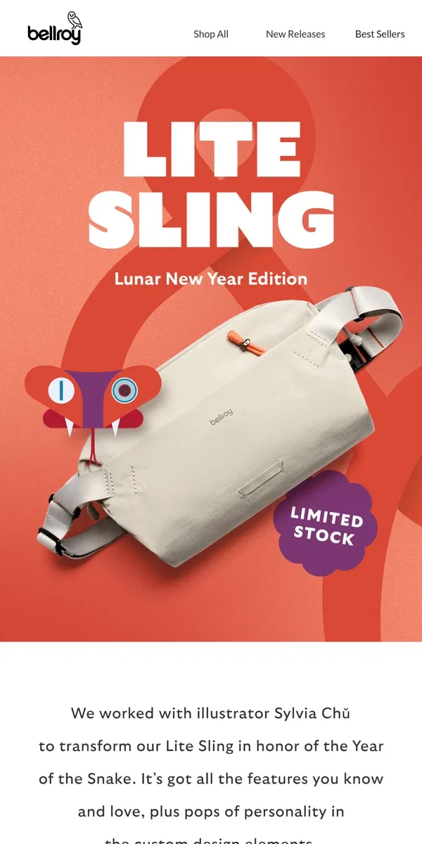 Email from Bellroy. This Lunar New Year edition sling is almost gone!