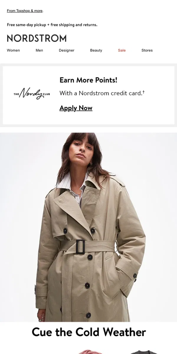 Email from Nordstrom. These layers = warm + chic