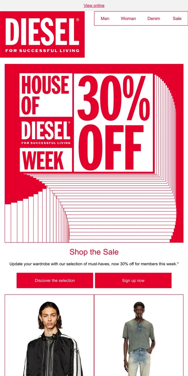 Email from Diesel. 30% Off Continues: Shop House Of Diesel Week