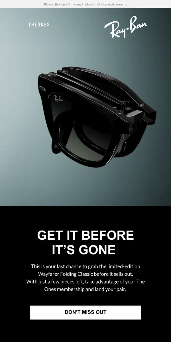 Email from Ray-Ban. Get your Wayfarer Folding Classic