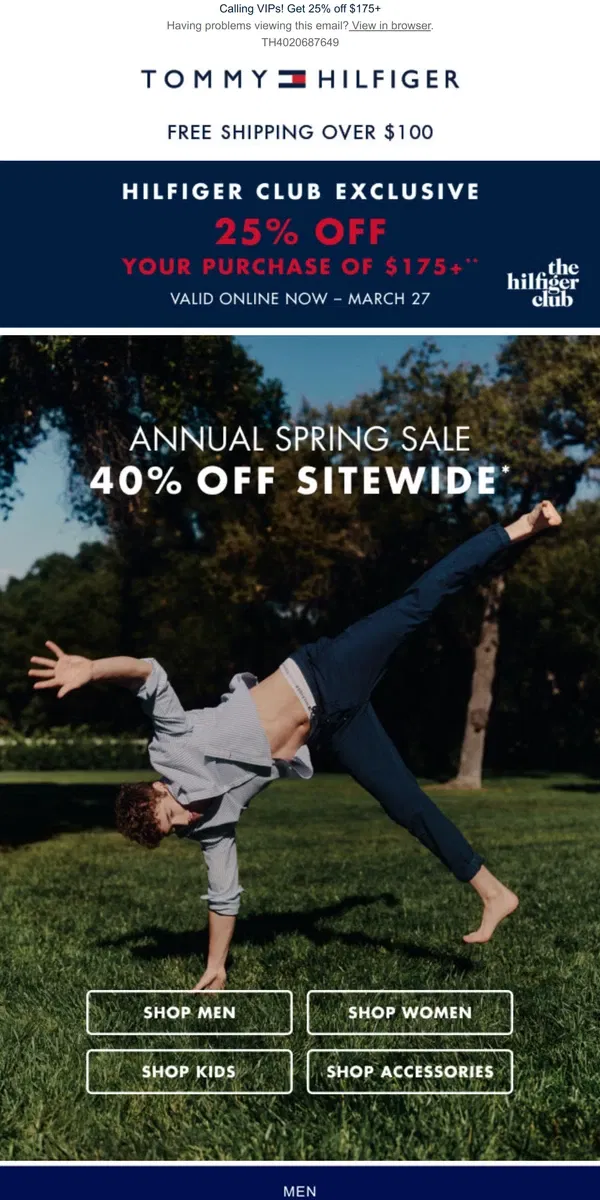 Email from Tommy Hilfiger. Your wishlist? Now's the time to SPRING for it with 40% OFF!