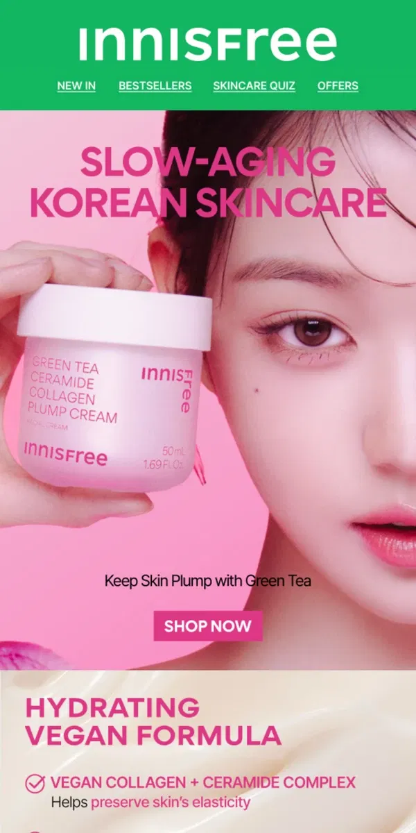 Email from innisfree. Plump + Smooth w/ Collagen Cream