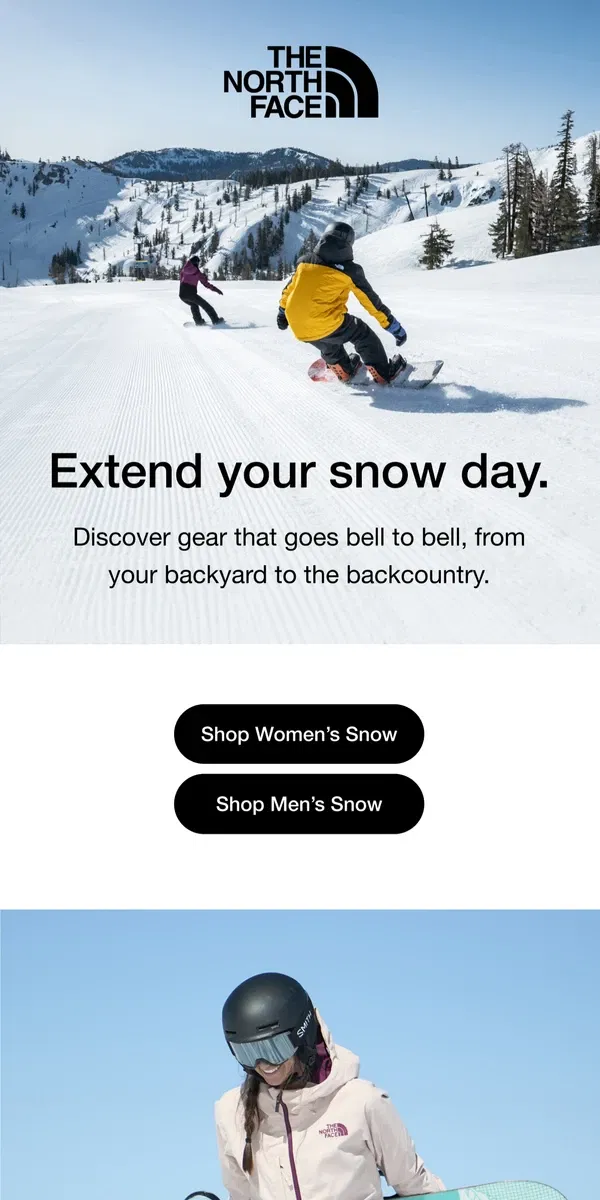 Email from The North Face. Find weatherproof gear for your next powder day