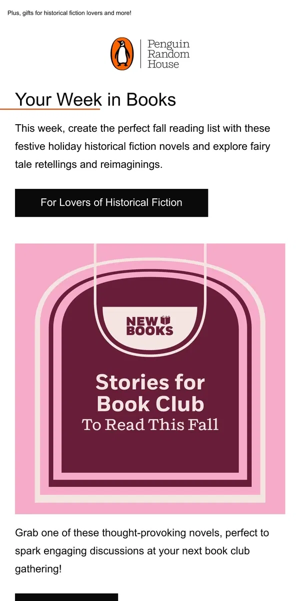 Email from Penguin Random House. Your Week in Books: New Books To Read This Fall