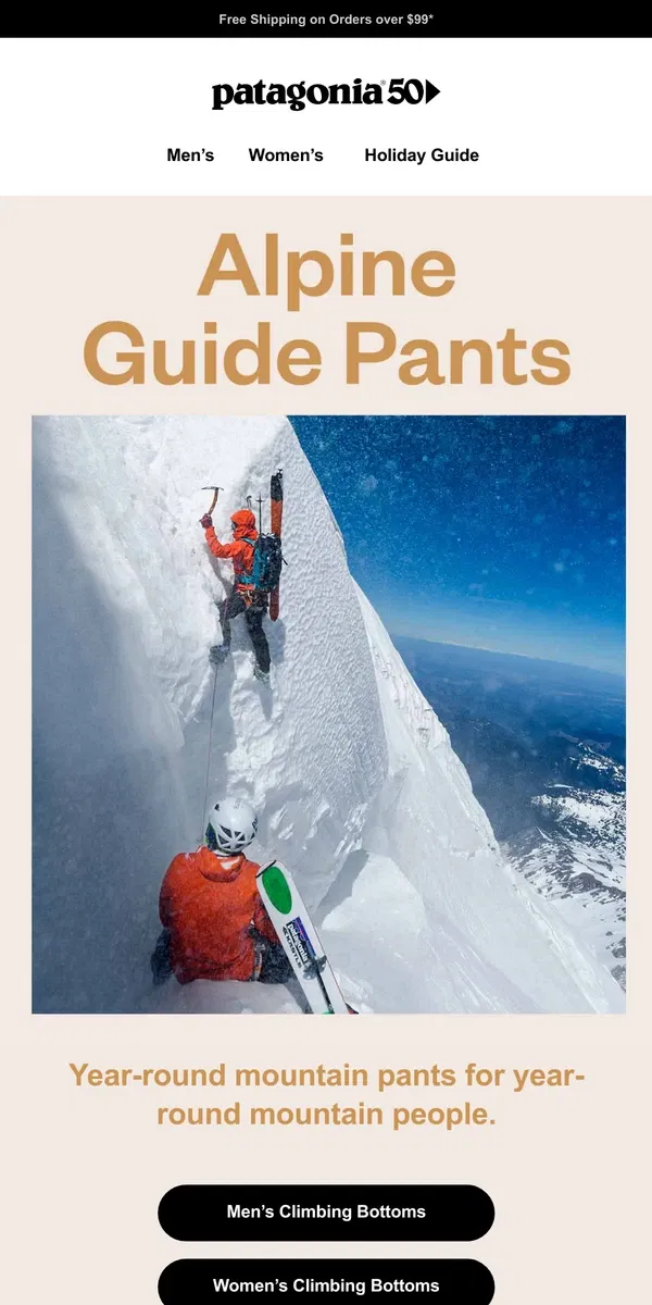 Email from Patagonia. Alpine Guide Pants