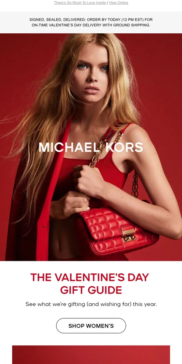 Email from Michael Kors. The Valentine’s Day Gift Guide