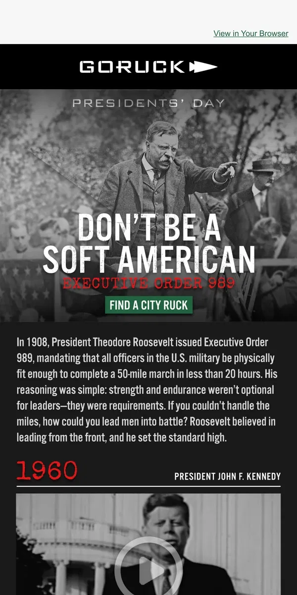 Email from GORUCK. Don’t Be a Soft American