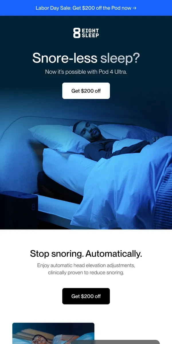 Email from Eight Sleep. Snore-less sleep?