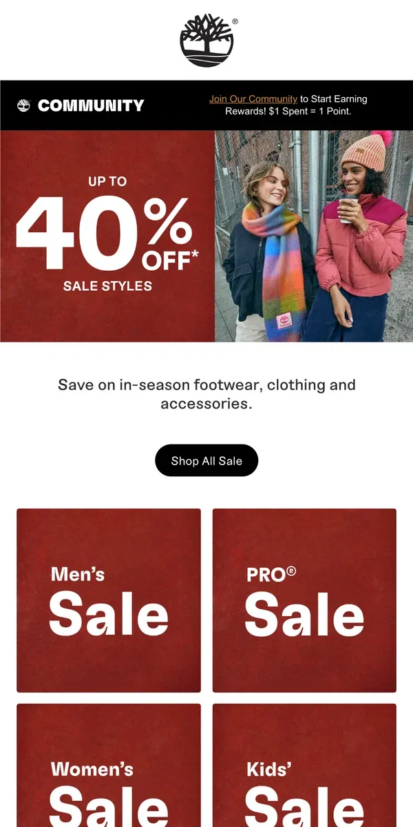 Email from Timberland. Don't Miss Up to 40% Off!