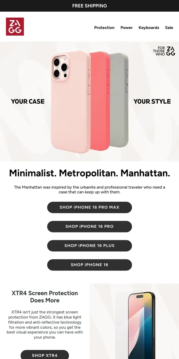 Email from ZAGG. Manhattan Snap Soft-Touch Silicone Case for iPhone 16