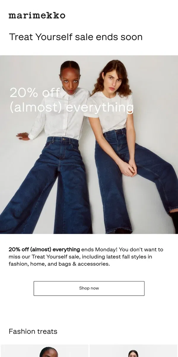 Email from Marimekko. Don't miss out: Treat Yourself sale ends soon