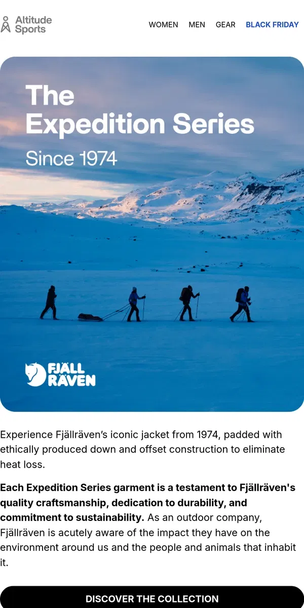 Email from  Altitude Sports. The Expedition Series by Fjällräven