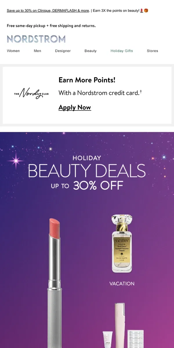 Email from Nordstrom. Hurry! Beauty Deals end 12/24