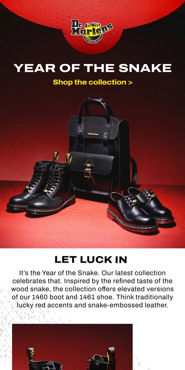 Email from Dr. Martens. The Year of the Snake collection