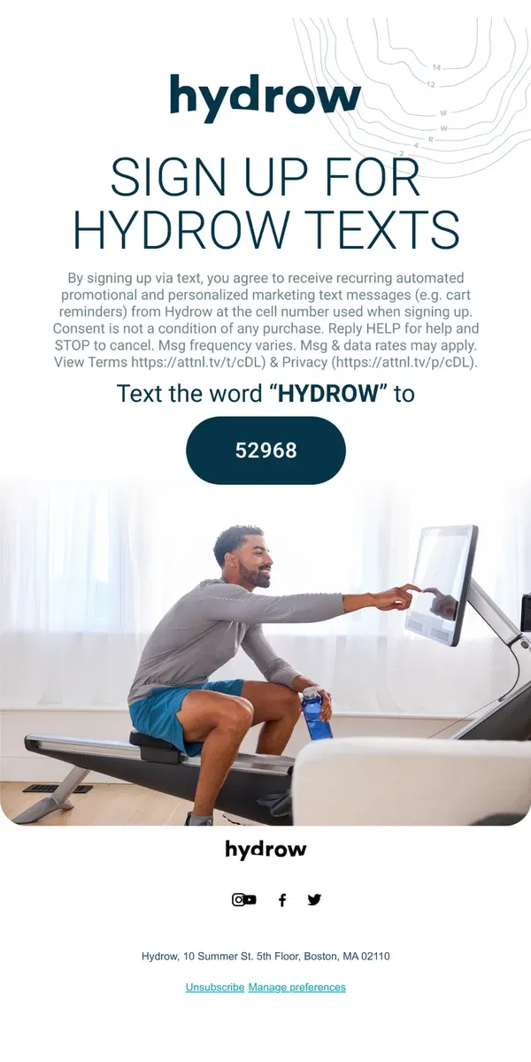 Email from Hydrow. Want to stay in the know?