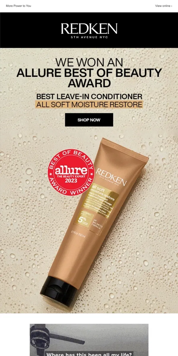 Email from Redken. 🏆 Allure Winner! Best Leave-In Conditioner!