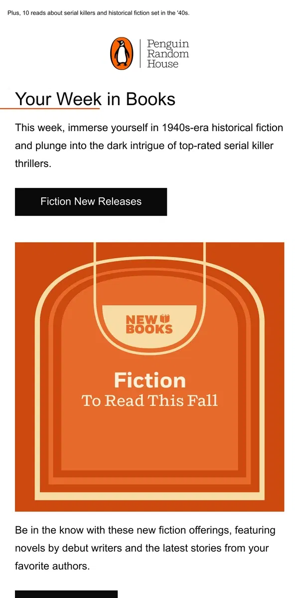 Email from Penguin Random House. Your Week in Books: New Fiction To Read This Fall