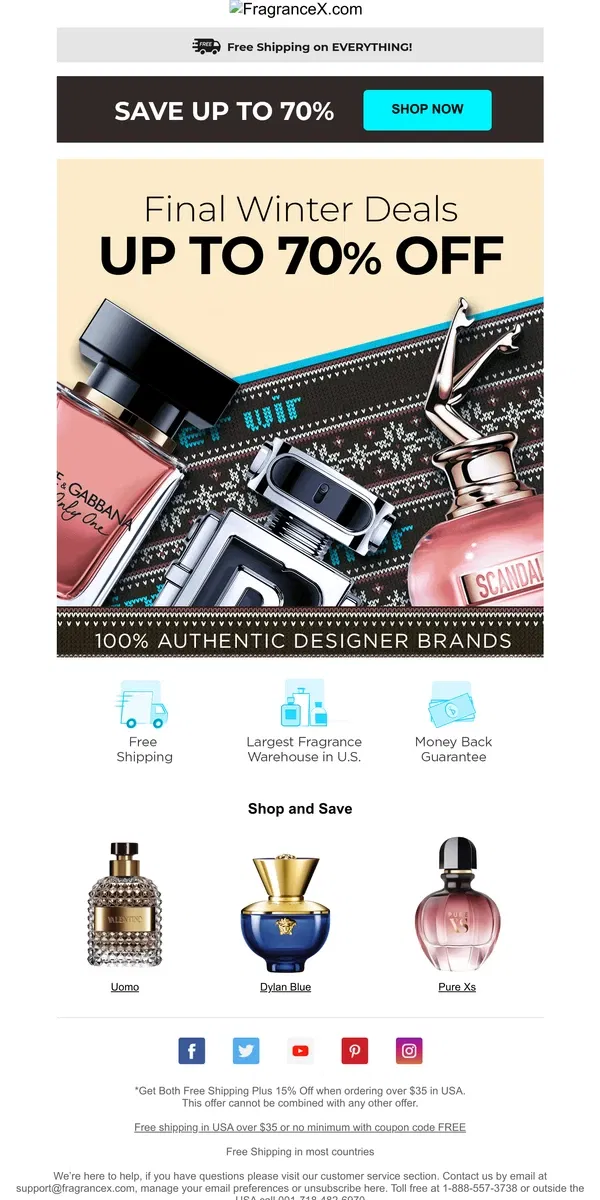 Email from FragranceX. Gucci Up to 70% Off