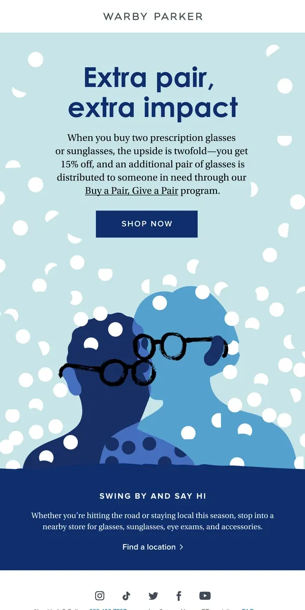 Email from Warby Parker. The more pairs, the merrier